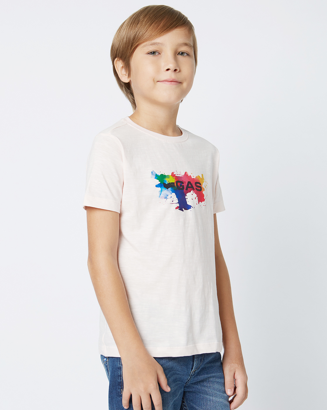 Gas Kids Boys Light Pink Casual Wear T-Shirt